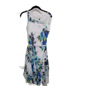 Dennis Basso Floral Sleeveless Dress - Blue and White